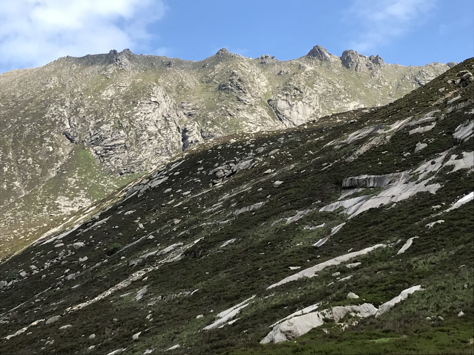 A photo of a mountain called Caisteal Abhail, taken from North Glen Sannox.The name is thought to mean the “Castle of the Fork”, but a combination of Norse and Gaelic could mean "Castle of the High Fell”